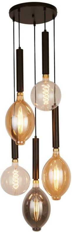 Searchlight - Pendelleuchte Hängelampe Deckenlampe Metall Schwarz Höhenverstellbar h 120 cm