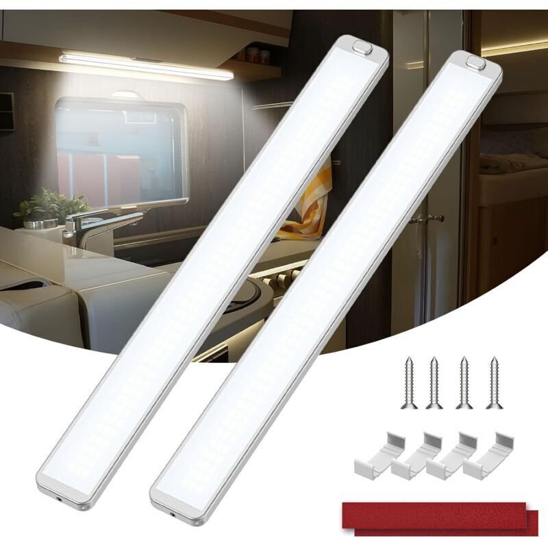 228 LEDs, 12 V, 2 Stück 10-W-LED-Innenraumleuchten, 2000 lm LED-Lichtleiste mit Ein-/Ausschalter, 6000 K, 12 V, für Wohn...