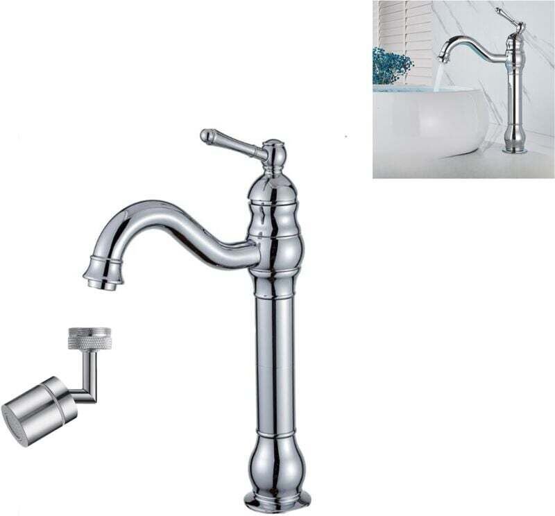 Aiperq - aierq Retro-Waschtischarmatur, 360° schwenkbar, Einhebelmischer, hoher Auslauf, Warm- und Kaltwasser verfügbar,...