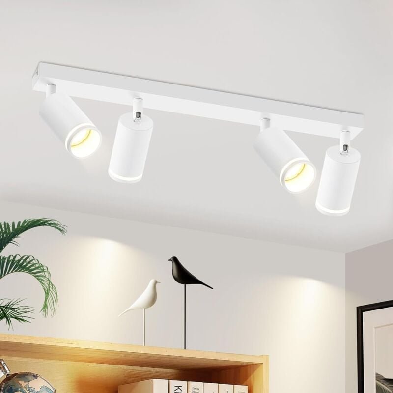 Led Deckenlampe Wohnzimmer Deckenstrahler: Weiß Deckenleuchte GU10 Spots Schwenkbar 4 Flammig Küchenlampe Flurlampe Inne...