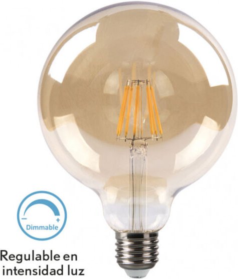 FABRILAMP Globus Glühbirne 16x12,5d 8w Dimmbar 700lm E27 Amber 2700k