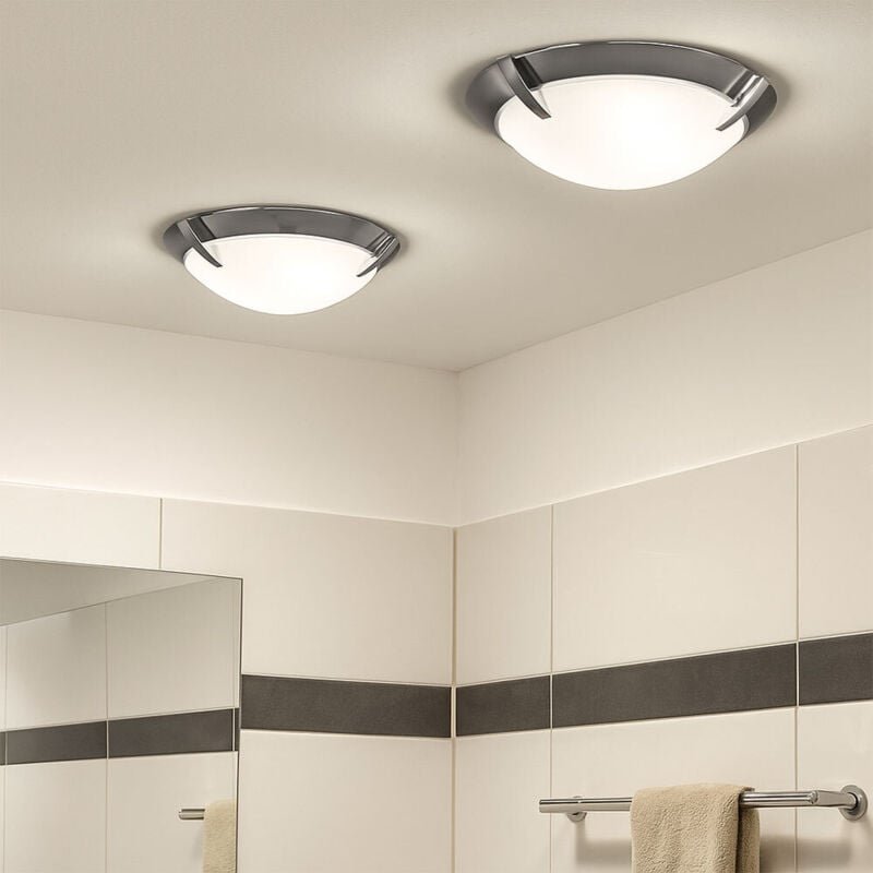 Etc-shop - led Deckenleuchte Glas satiniert Deckenlampe Badezimmer Wohnzimmerleuchte chrom rund, Metall, 12W 1200lm warm...