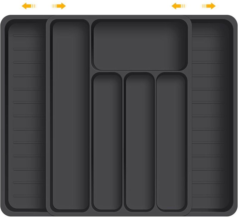 Besteckkasten für Schublade, Besteckorganizer mit 7 Fächern, Küchenschubladen-Besteckorganizer 37 x 28 cm, zur Aufbewahr...