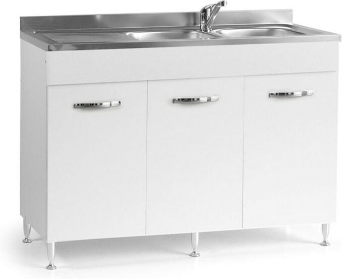 Küchenspüle mit 3 Türen Reversible weiß Cm 120x50xH 86