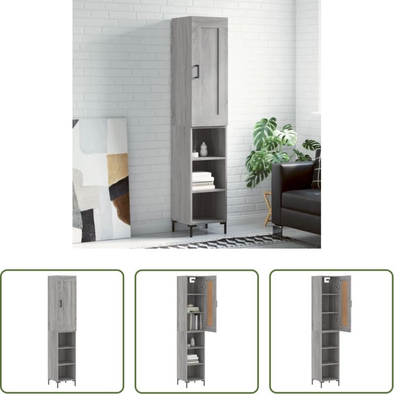 Holzwerkstoff - Highboard Grau Sonoma 34,5x34x180 cm Holzwerkstoff