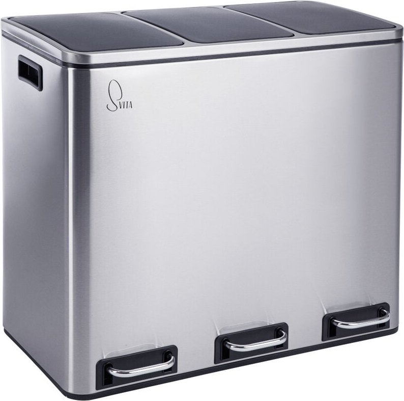 Svita - TM3X18 Mülleimer Papierkorb 54L Edelstahl Treteimer Abfalleimer Recycling