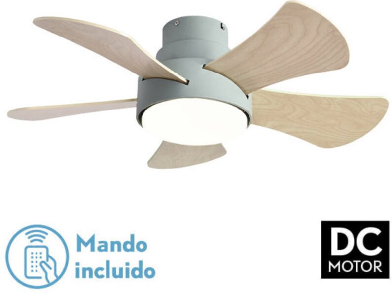 Ventilator 25w Dc Green Gregarious 5 Flügel Rev. White/beech 6 Speed 3000-4000-6000k 82D Fernbedienung, Speicher und Tim...