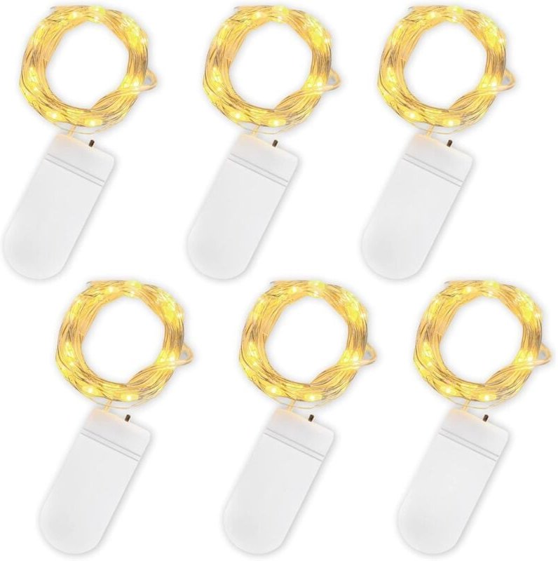 Ersandy - Batteriebetriebene Lichterkette, Set mit 6 LED-Lichterketten, 2 m, 20 LEDs, wasserdichte Kupfergirlande für Ge...