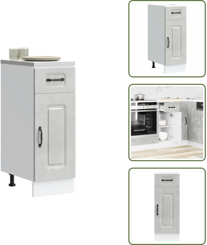 The Living Store Küchenunterschrank Kalmar Betongrau Holzwerkstoff - Holzwerkstoff