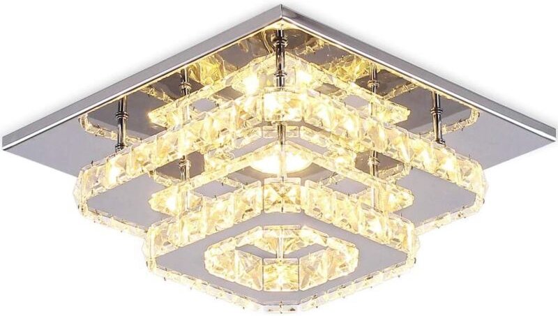 Thumbnail - Modern Kristall Deckenleuchte Flush Mount Deckenlampe LED Rund Lampenschirm für Flur Schlafzimmer Bad Küche Eingang - 24...