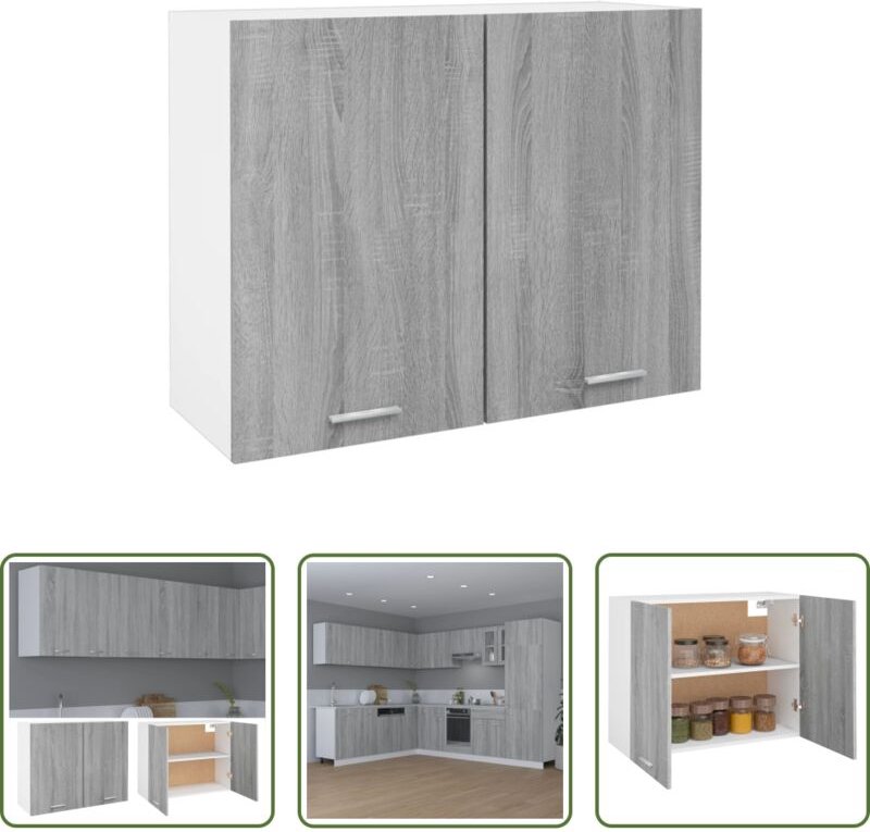vidaXL Holzwerkstoff - Hängeschrank Lyon Grau Sonoma 80x31x60 cm Holzwerkstoff