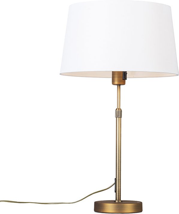 Tischlampe Bronze mit Schirm weiß 35 cm verstellbar - Parte