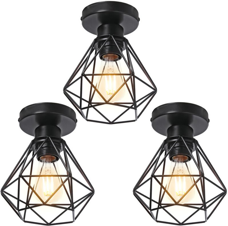 STOEX Deckenleuchte Retro Hängende Deckenleuchte E27 Industrielle Metall Käfig für Flur Studie Küche Büro Schlafzimmer (...