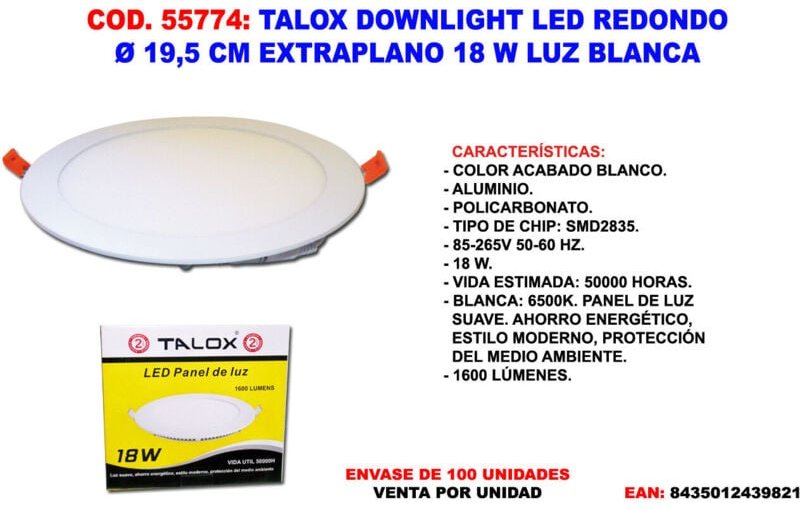 TALOX Rundes LED-Downlight 19,5 cm, extra flach, 18 W, weißes Licht