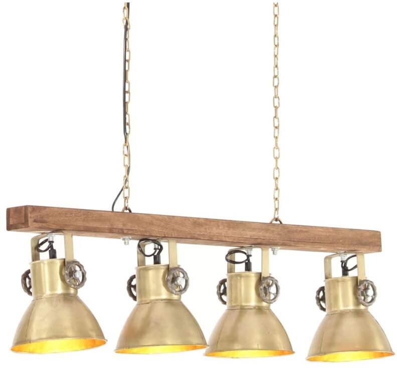 Prolenta Premium Deckenlampe Industriestil Messing E27 Mangoholz