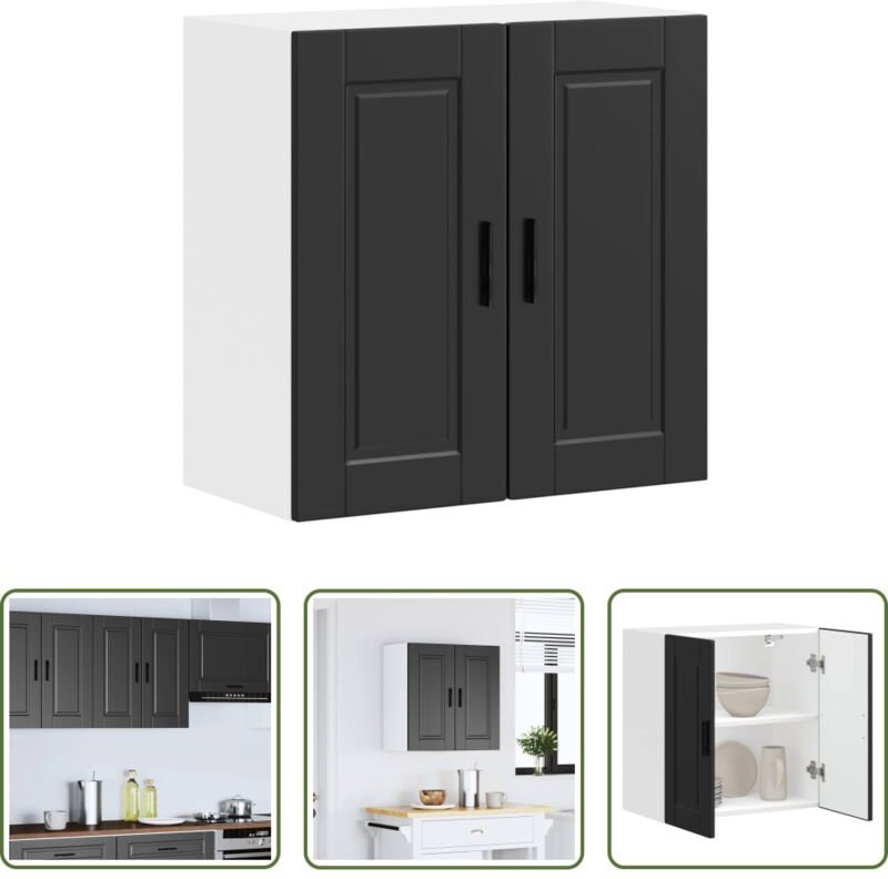 Holzwerkstoff - Küchen-Hängeschrank Porto Schwarz Holzwerkstoff