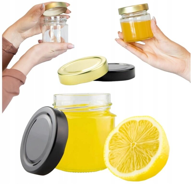 5x ATENA Glasgefäß 225 ml + hoher Deckel FI66 für Marmelade, Kerzen, Honig