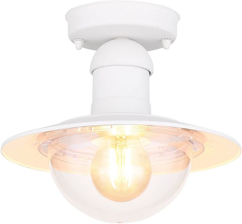 Deckenleuchte weiß Außenlampe Balkonleuchte Deckenlampe Außenbereich, Metall, 1x E27 Fassung, DxH 23,6x21,5 cm