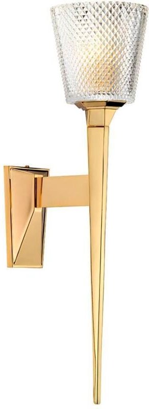 Elstead Verity - 1 Licht Wandleuchte poliert Gold Glasschirm, G9