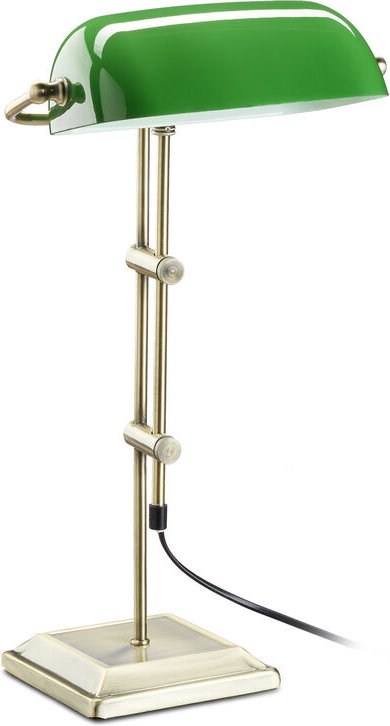 Bankerlampe grün, Tischlampe Glas, Dekolampe Retro, Tischlampe Messing Optik, HxBxT: 52 x 27 x 18 cm, bronze - Relaxdays