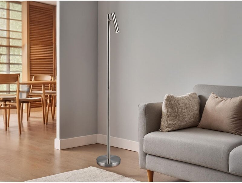 Led Akku Stehlampe gomez dimmbar mit schwenkbarem Spot, Silber Höhe 130cm