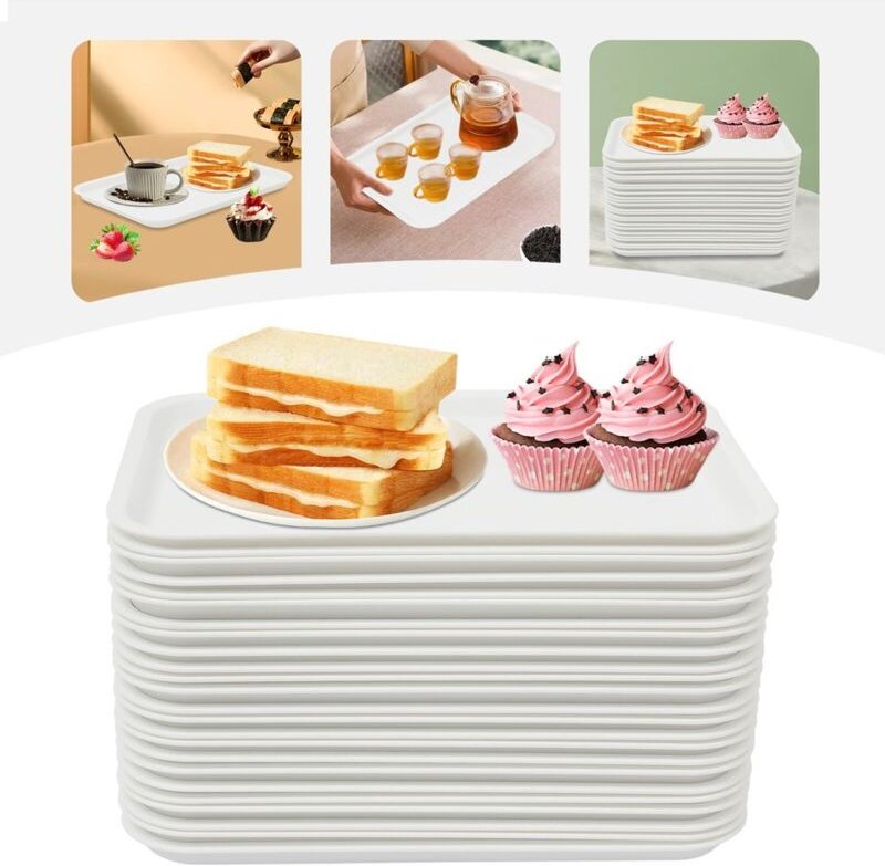 24 Essensplatten mit den Maßen 36 cm x 27 cm, geeignet für Restaurants und Kantinen, Farbe: weiß.