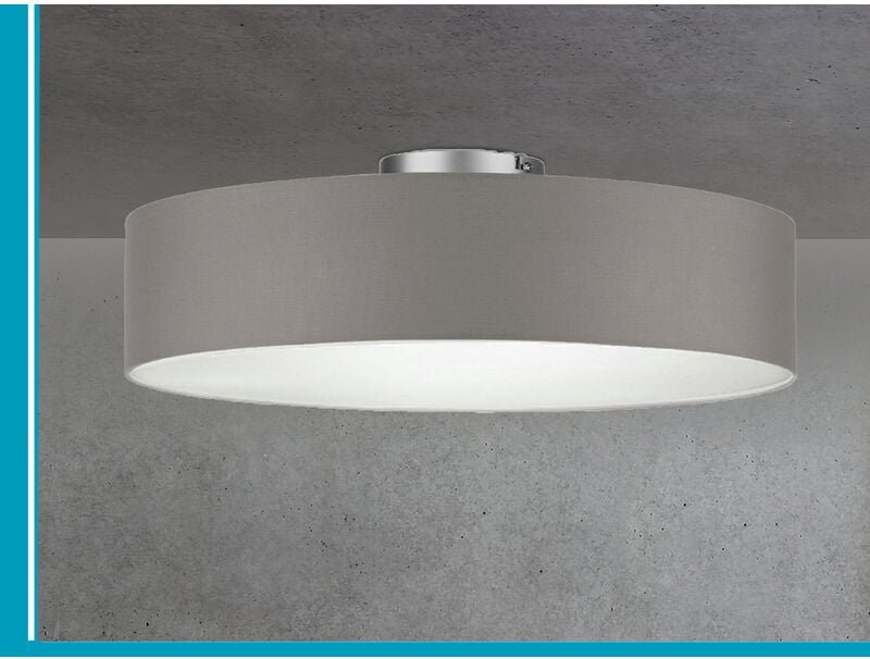 Meinewunschleuchte - Große runde Deckenleuchte calma mit Stoffschirm in Braun-Grau ø 60cm