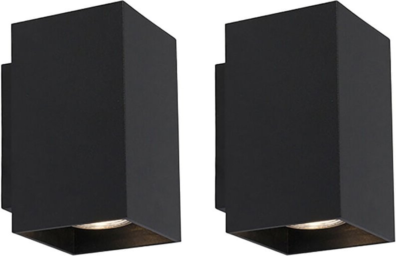 Set aus 2 modernen Wandlampen schwarz quadratisch - Sandy