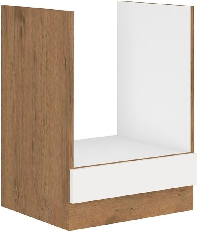 Küchen Preisbombe - Vigo Herdunterschrank 60 Eiche Lancelot Weiß Hochglanz Küchenzeile Küchenblock