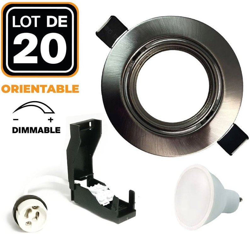 Europalamp - 20 Einbaustrahler schwenkbar Alu gebürstet GU10 6W Dimmbar Neutralweiß 4500K