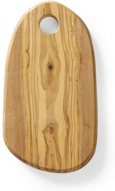 HENDI Schneide- und Servierbrett aus Olivenholz, mit Loch, 350x210x(H)18mm