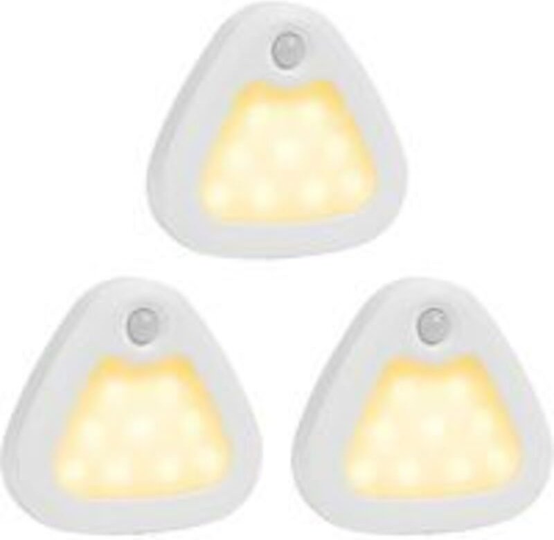 Ersandy - 3er-Pack kabellose, batteriebetriebene Bewegungsmelder-Leuchten, superhelle LED-Leuchten mit Magnetstreifen/3M...