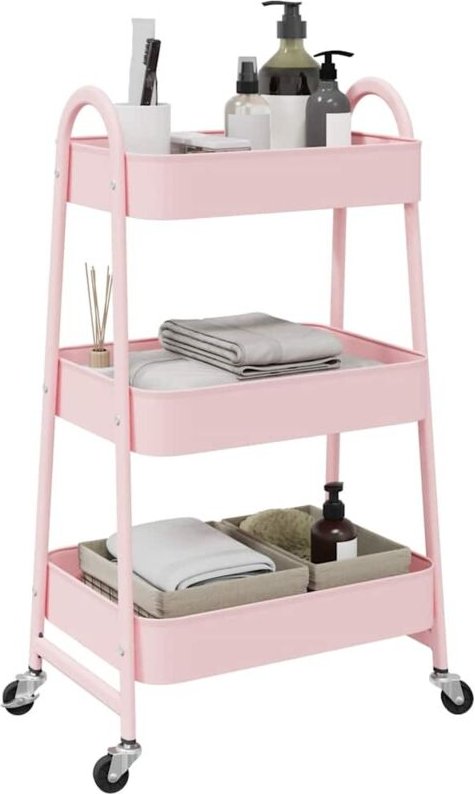 Aufbewahrungswagen 3 Etagen Rosa 42x41,5x77 cm Stahl Vidaxl
