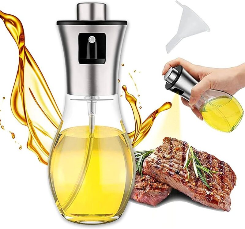 CCYKXA Öl-, Essig- und Salatdressing-Sprühflasche, Glasflasche für Olivenöl und Edelstahlflasche 304, zum Kochen, für Sa...