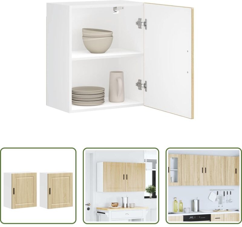 Küchenmöbel - Küchen-Hängeschränke 2 Stk. Porto Sonoma-Eiche Holzwerkstoff