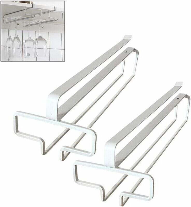 Hängender Weinglashalter für bis zu 4 Gläser (2-teilig, weiß)
