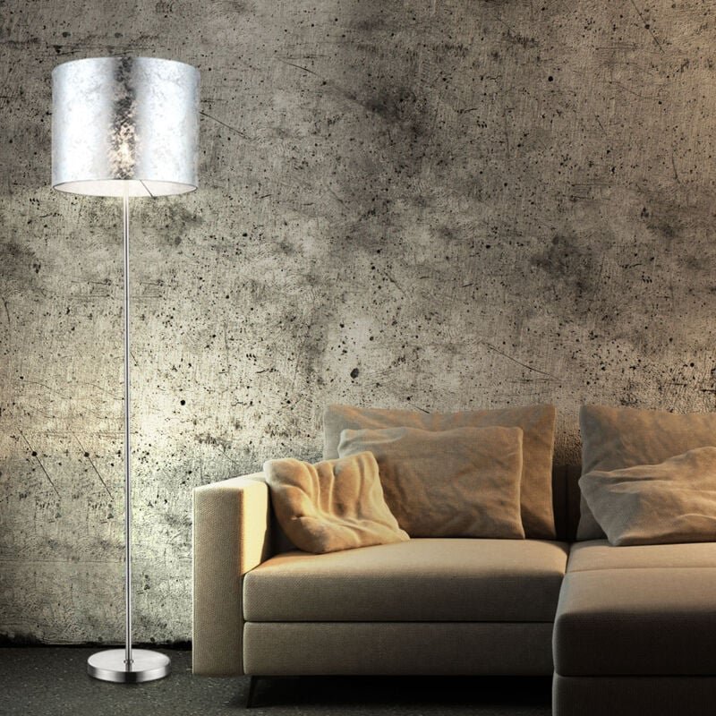 Stehleuchte Deckenfluter silber Standleuchte Wohnzimmerlampe Stehlampe Schlafzimmerleuchte, 1x E27, DxH 40x160 cm