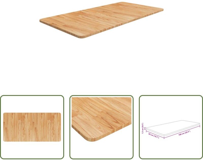 Eichenholz - Waschtischplatte Hellbraun 100x50x1,5 cm Massivholz Behandelt