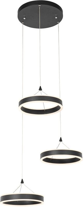 Hängelampe schwarz rund inkl. led 3-stufig dimmbar 3-Licht - Lyani