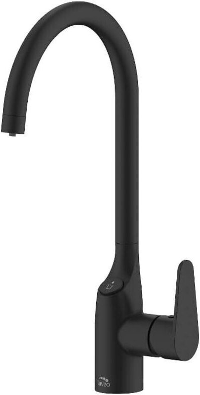 Schwarzer Küchenwasserhahn mit Wasserfilteranschluss