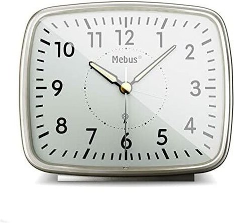 Unbekannt - Mebus analoger Funk-Wecker im Retro-Design mit abgerundeten Ecken/Material: Kunststoff/Farbe: Silber/Modell:...