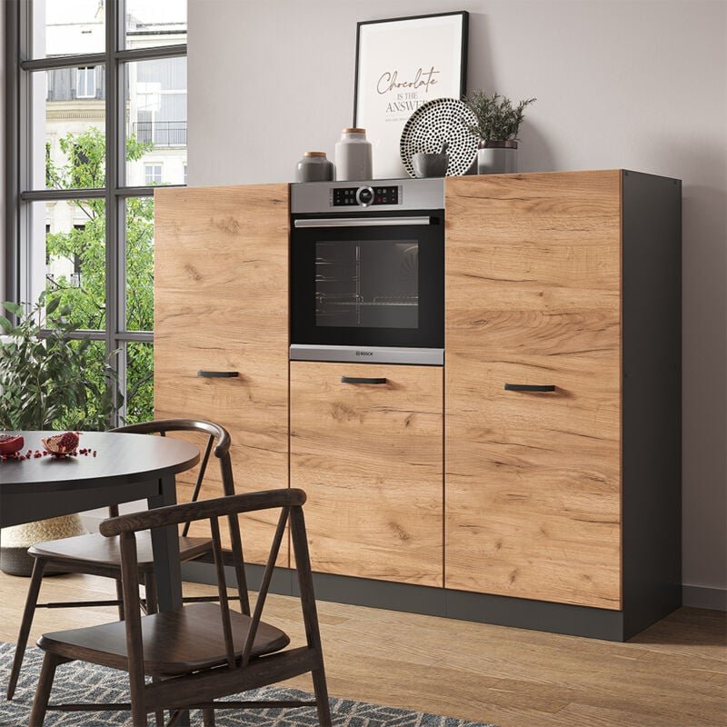 Vicco - Küchenblock R-Line, Goldkraft Eiche/Anthrazit, 180 cm ohne Arbeitsplatte