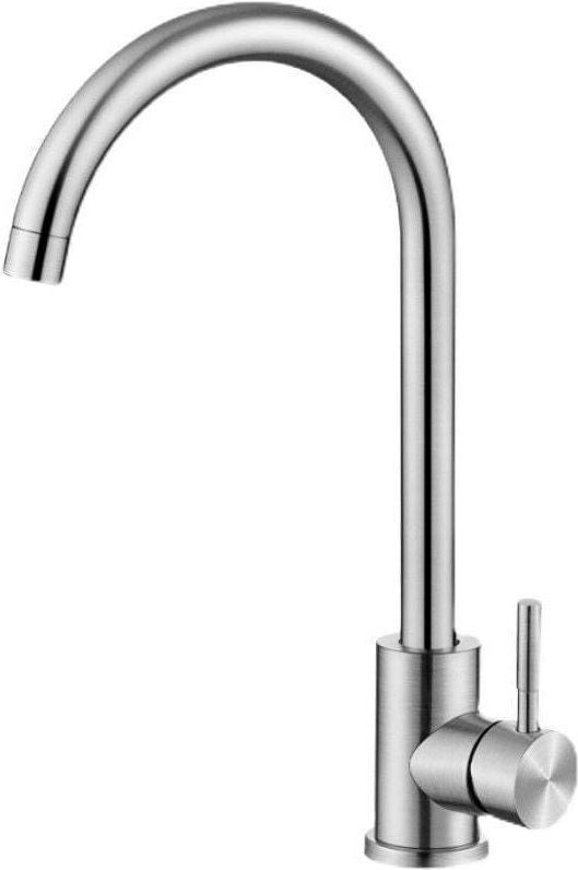 Edelstahl-Mischbatterie für Küchenspülen für Warm- und Kaltwasser (silber, 355 mm)