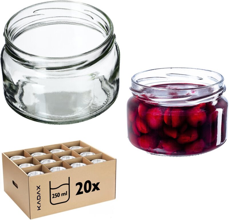 Kadax - 20er-Set kleine Marmeladengläser mit Deckel - 250 ml - luftdicht - zum Verschenken - für Honig