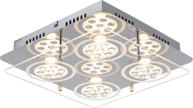 Deckenleuchte Deckenlampe Kristallleuchte Wohnzimmerlampe, 4 flammig, Kristalloptik, Metall Glas chrom klar satiniert, 4...