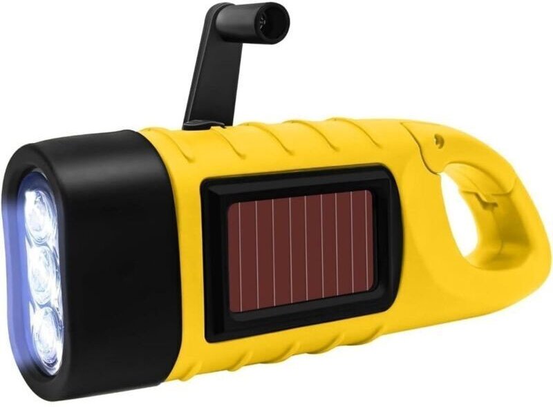 Vtizikl Lanterne dynamo, lampe torche à manivelle solaire, lampe torche LED rechargeable, lampe de poche solaire avec ma...