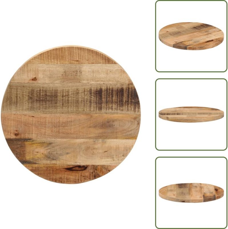 The Living Store Tischplatte Ø 40x3,8 cm Rund Raues Massives Mangoholz - Mangoholz