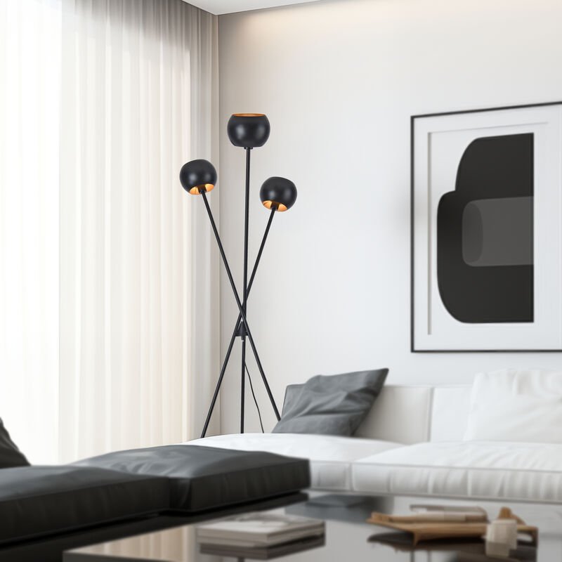 Stehlampe Nykvarn 3-flammig Schwarz / Goldfarben [ Lux.pro