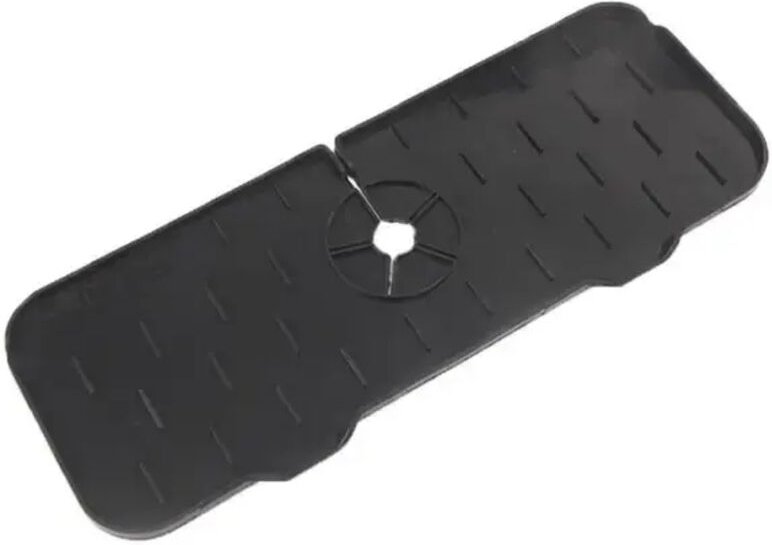 Silikon-Spritzschutzmatte für Küchenarmaturen, faltbar, schwarz, 1 Stück