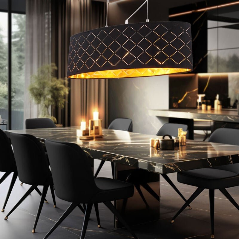 Hängeleuchte led Pendellampe Hängelampe Pendelleuchte Wohnzimmerlampe, Metall schwarz goldfarben Deckenlampe, 3x E27 led...